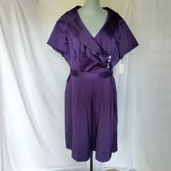 dressbarn purple dress Ladies Dressbarn Collection Purple Dress Short Sleeve Size 14